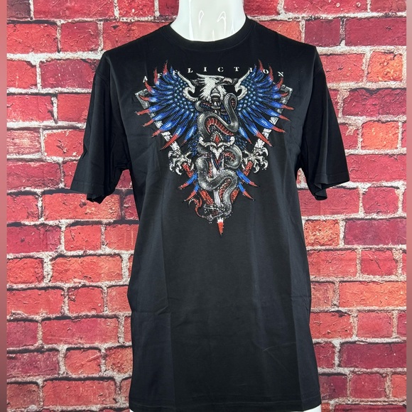 Affliction Black Label Men’s Eagle Rhinestone Short Sleeve T-shirt- XL - NWT - Picture 1 of 15